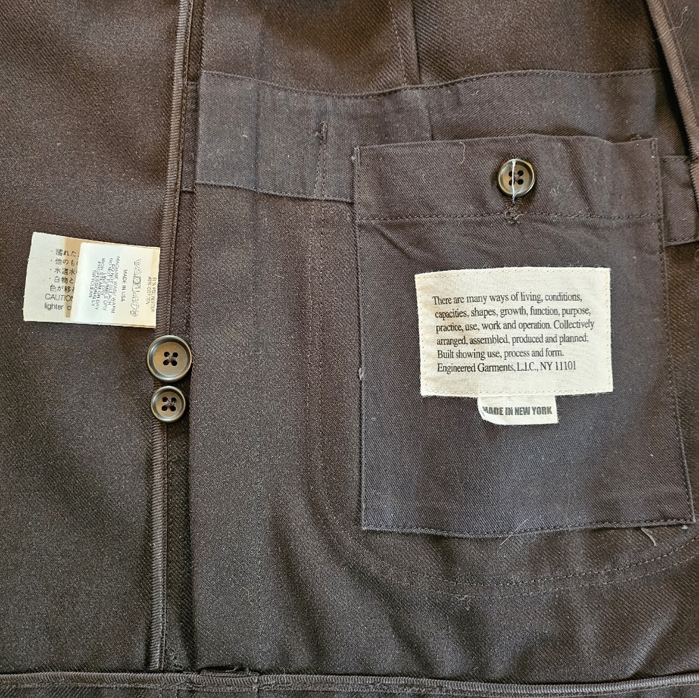 Engineered Garments - Black Bedford Jacket - Size Large - Made In New York USA -